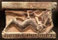 Greek terracotta altar Arula from Gela, Sicily shows combat between Heracles & Triton at Louvre Museum. Paris, France.