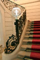 Staircase with crystal lamp at Baccarat Museum. Paris, France.