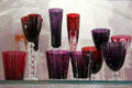 Baccarat red & purple cut glass goblets at Baccarat Museum. Paris, France.