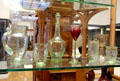 Gallé glass products in Émile Gallé display case at Arts et Metiers Museum. Paris, France.