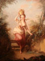 Milkmaid painting by Jean-Baptiste Huet at Cognacq-Jay Museum. Paris, France.