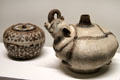 Thai ceramic water vase & offering bowl at Guimet Museum. Paris, France.