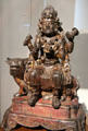Chinese gilded iron statuette of doctrine guardian from Sichuan or Yunnan at Guimet Museum. Paris, France.