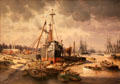 View of Port of Bordeaux painting by Édme-Émile Laborne at Musée de la Marine. Paris, France.