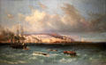 View of Port & town of Alger painting by Barthélemy Lauvergne at Musée de la Marine. Paris, France.