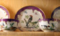 Meissen porcelain plates & cups with birds at Nissim de Camondo Museum. Paris, France.