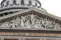 Neoclassical pediment at Pantheon. Paris, France.