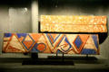 Painted wooden bedboards from Congo at Musée du quai Branly. Paris, France.