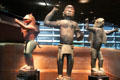 Carved wooden half-man / half-animal royal statues from Abomey, Benin at Musée du quai Branly. Paris, France