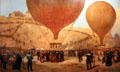 Gambetta's departure by balloon "Armand-Barbès" Oct. 7, 1870, painting by Jules Didier & Jacques Guiaud depicting Interior Minister Gambetta departing in a balloon to survey the Prussian forces surrounding Paris at Carnavalet Museum. Paris, France