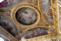 Louis XIV's military campaigns ceiling by Charles Le Brun in War Room at Versailles Palace. Versailles, France.