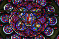 Detail of central medallion on east rose window with Mary & Christ Child at Cathédrale Notre-Dame. Laon, France.