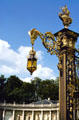 Hanging lamp on gilded lamppost on Place Stanislas. Nancy, France.