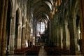 Interior Gothic arches at St-Denis Basilica. St Denis, France.
