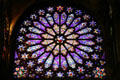 Rose window on north transept featuring Jesse Tree at St-Denis Basilica. St Denis, France