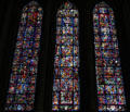 Stained glass created by Jacques Simon, master glassmaker, in tradition of Middle Ages at Reims Cathedral. Reims, France.