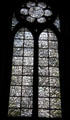 Modern black & white stained glass window at baptismal font of Reims Cathedral. Reims, France.
