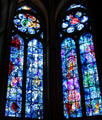 Stained glass of Abraham's life & line of decent to Christ by Marc Chagall in Reims Cathedral. Reims, France.