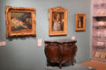 Classical paintings in ornate frames displayed in Museum of Fine Arts. Reims, France.
