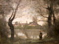 Mantes, Evening painting by Jean-Baptiste Camille Corot at Museum of Fine Arts. Reims, France.