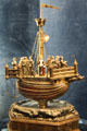 Gold & silver ship reliquary of Ste. Ursula by Pierre Rousseau & Henri Duzen or Raymond Guyonnet in Tau Palace Museum. Reims, France.