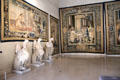 Tapestries & statues of Griffons at Tau Palace Museum. Reims, France.