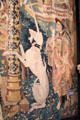 Detail of life of Virgin Mary tapestry with unicorn representing virginity at Tau Palace Museum. Reims, France.