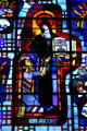 Stained glass window honoring Blessed Anne Marie Javouhey a nun known as the Liberator of Slaves in the New World in Notre Dame Cathedral. Senlis, France.