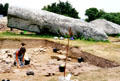 Archeological excavation at Locmariaquer Megalithic site. Locmariaquer, France.