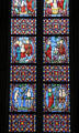 Stained glass of scenes of Christ & Garden of Eden at Cathedrale Saint Pierre. Vannes, France.
