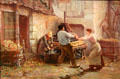 Brittany cider press painting by Joseph-Félix Bouchor at Vannes Museum of Beaux Arts. Vannes, France.