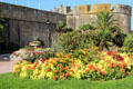 Garden by walls of Château. St Malo, France.