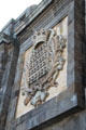 Royal crest above Porte Saint-Vincent entrance to old city. St Malo, France.