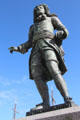 Statue of René Duguay Trouin , a famous St. Malo privateer, on ramparts near Bastion St. Louis. St Malo, France.