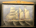Three masted Newfoundland schooner Anne-de-Bretagne ship painting at St Malo Museum. St Malo, France.