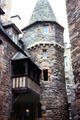 Old stone building with balcony & tower. St Malo, France.