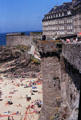 Sea front buildings, ramparts & beach. St Malo, France.
