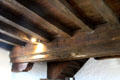 Wooden ceiling beams in Cartier's bedroom at Jacques Cartier Manor House Museum. St Malo, France.