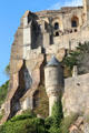 Steep slope on which abbey was built. Mont-St-Michel, France.