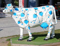 Painted cow in town of La Caserne, gateway to Mont-St-Michel. Mont-St-Michel, France.