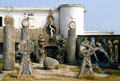 Museum with sculptures of seagulls between Audierne & Pointe du Raz in 1994. Pointe du Raz, France.
