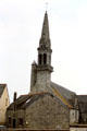 St. Cadoan Church with chantecler atop steeple. Poullan-sur-Mer, France.