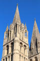 Details of Romanesque spires of abbey church of Saint-Étienne. Caen, France.