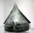 Gallic Bronze helmet at Museum of Normandy. Caen, France.