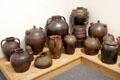 Stoneware vessels mostly by Noron-la-Poterie at Museum of Normandy. Caen, France.