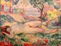 Nude reclining in countryside painting by Henri Lebasque at Caen Museum of Fine Arts. Caen, France.
