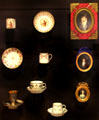 Miniature portraits & teacups by Caen Porcelain Manuf. at Caen Museum of Fine Arts. Caen, France.