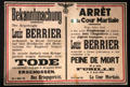 Poster announcing execution of Louis Berrier for espionage against Germany at Caen Memorial. Caen, France.