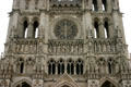 Rose window & double galleries on west front of Amiens Cathedral. Amiens, France.