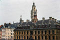 Heritage buildings around Theatre Place including Old Bourse & Bell tower of Lille Chamber of Commerce. Lille, France.